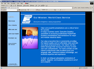 screenshot of Executive Graphics website